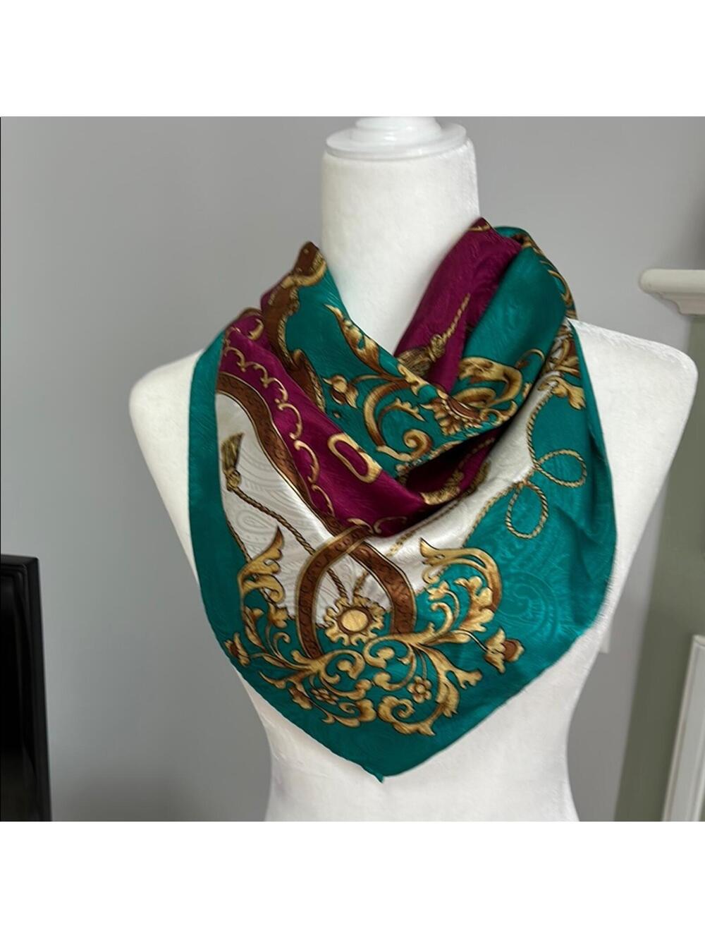 Luxurious Green, Purple and Gold Scarf